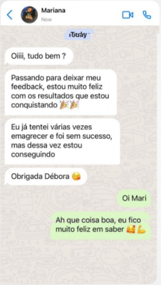 Print original completo da conversa com Mariana, participante do programa Transformando Hábitos