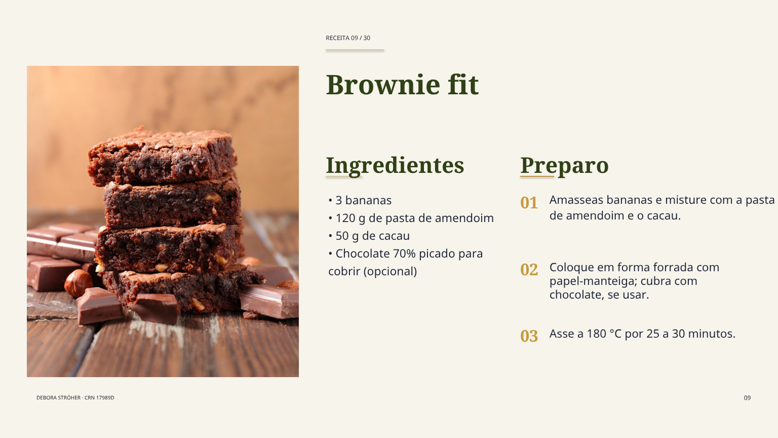 Página interna com ingredientes e preparo do brownie